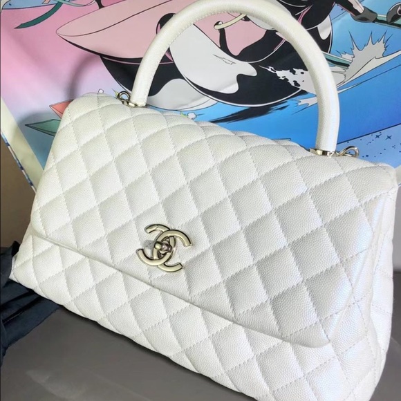 Chanel Bags Chanel Medium Coco Handle Iridescent White Gold Hardware Poshmark